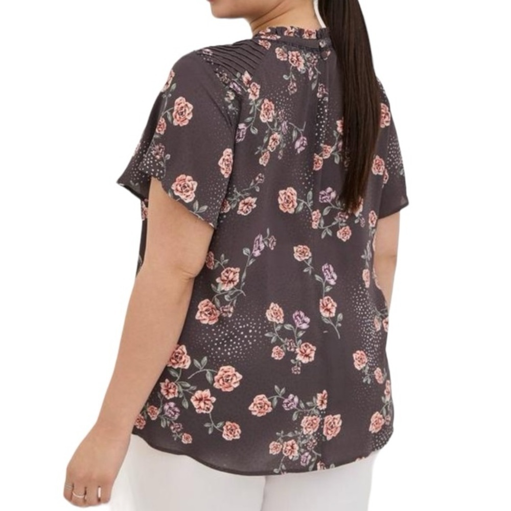 Torrid Georgette Lace Inset Blouse Floral Size 5 - Picture 12 of 13